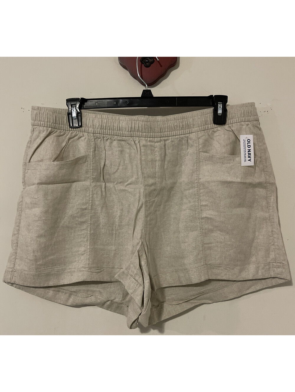 Old Navy Womens 2x Beige Linen High-Rise Pull-On Shorts NWT! A7223